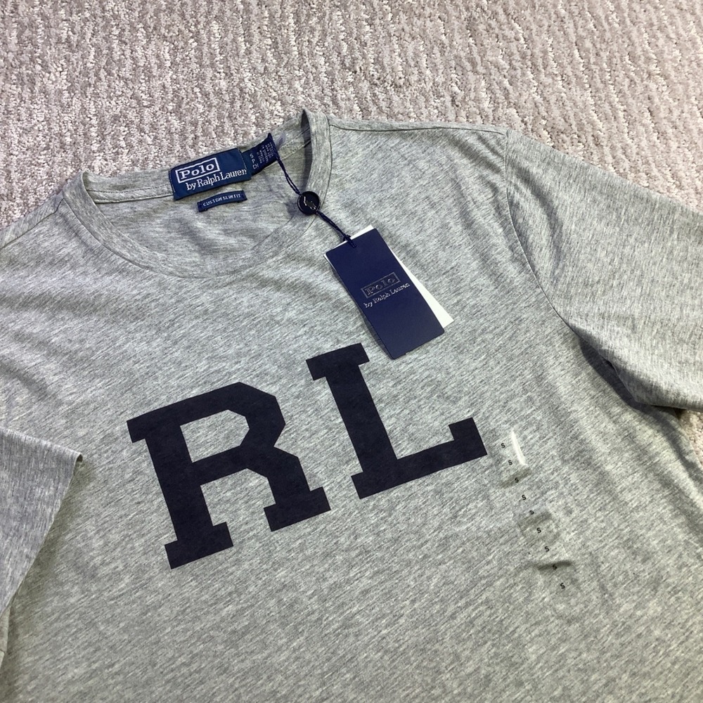 Polo‎ Ralph Lauren Mens Custom Slim Fit RL Graphic T-Shirt Grey Size S NWT